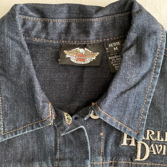 💜 Host Pick 💜 Harley Davidson Eagle heavily embellished jean jacket beading - Picture 4 of 16